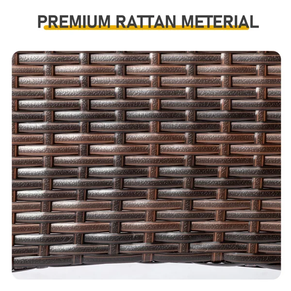 31.5" Patio Table for 4-Person, Outdoor Patio Wicker Round Dining Table, All-Weather Rattan Bistro Dining Table w/Glass Tabletop for Backyard Deck Porch Poolside, Brown view 6