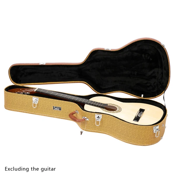 [Replace 46540529] 41" Folk Guitar Hardshell Carrying Case Fits Most Acoustic Guitars Microgroove Flat Yellow