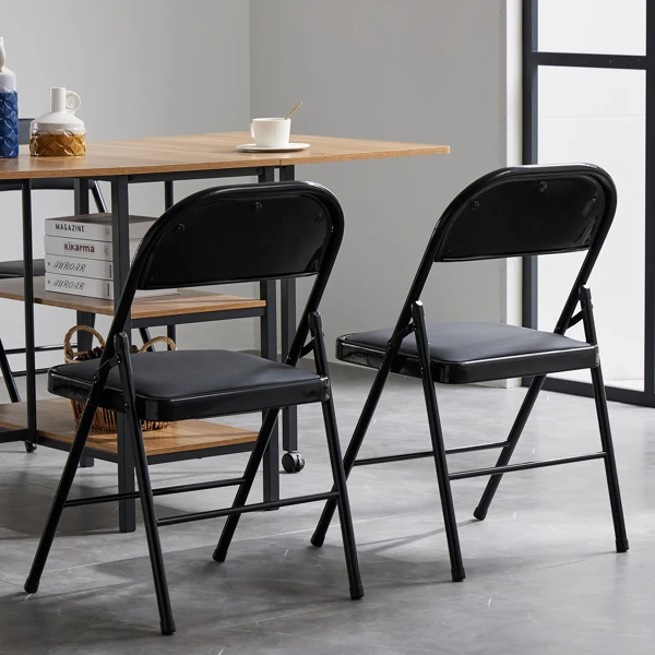 [Same Code:33457557]4pcs Elegant Foldable Iron & PVC Chairs for Convention & Exhibition Black view 3