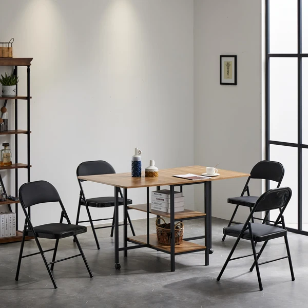 [Same Code:33457557]4pcs Elegant Foldable Iron & PVC Chairs for Convention & Exhibition Black view 5