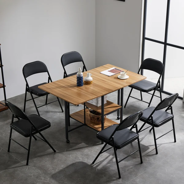 [Same Code:33457557]4pcs Elegant Foldable Iron & PVC Chairs for Convention & Exhibition Black view 6