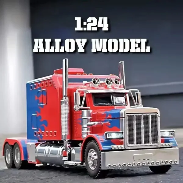Semi Truck Toys for Boy Heavy Trucks,Metal Diecast Trucks Model Pull Back Cars with Light and Sound,Truck and Trailer Toys for Boys,Toy Trucks for Boys Age 4-8 view 4