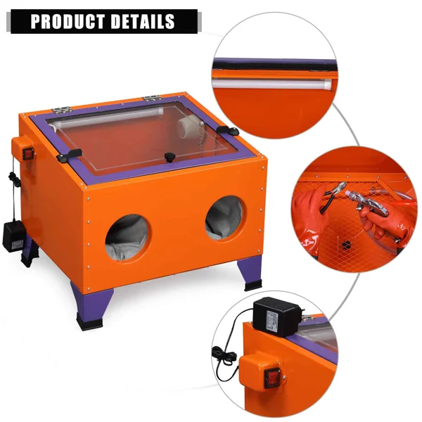 25 Gallon Bench Top Air Sandblasting Cabinet Sandblaster Blast Large Cabinet Orange view 4