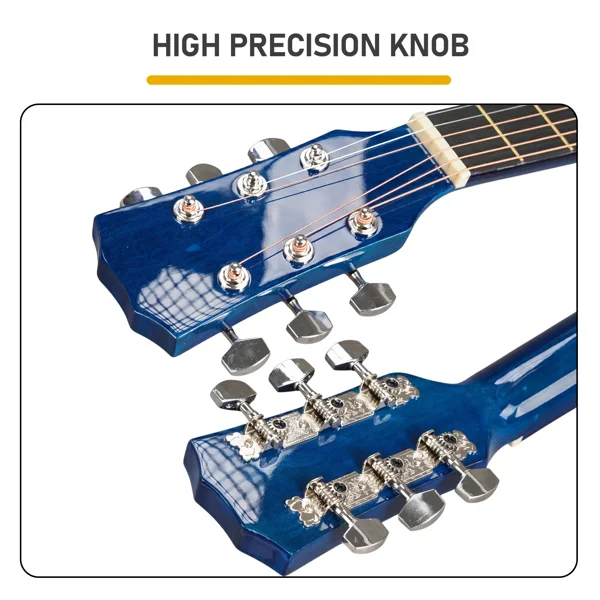 Blue 38-inch Acoustic Guitar with Picks, Strings, Capo, Case, Tuner, and Strap view 5