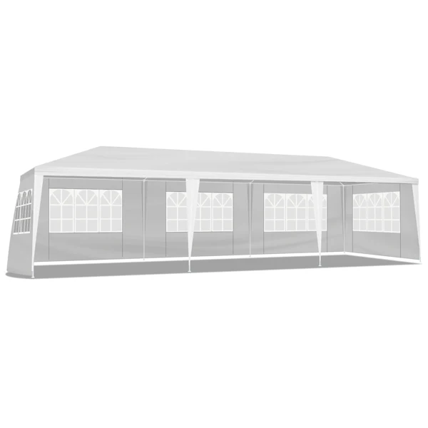 10'x30' Outdoor Party Tent with 8 Removable Sidewalls, Waterproof Canopy Patio Wedding Gazebo, White view 2