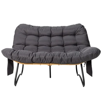 Modern Accent Chair with Retro Wood Legs, Comfy Upholstered Armchair, Floral Design Single Sofa Chair for Living Room Bedroom Office - Stripe view 6