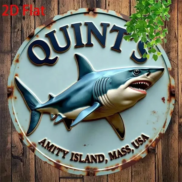 CIFbuy Jaws Movie Amity Island Shark Metal Sign Vintage Retro Tin Sign Wall Decor for Man Cave 12x8 Inches