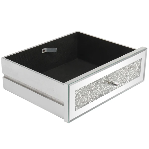 FCH Silver MDF Mirror Surface Broken Glass Three Pumping Computer Desk view 3