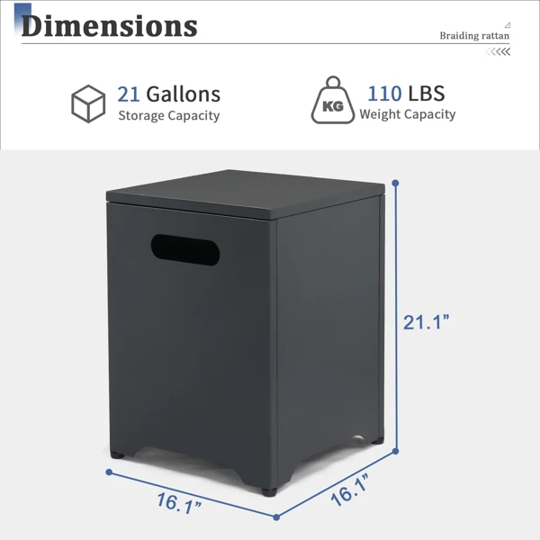 41*41*53.5cm Square Black Gas Storage Garden Iron Side Table view 5