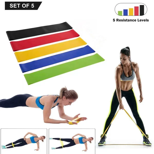 Set of 5 Resistance Exercise Loop Bands Fitness Yoga Resistance Band TPE Colorful (US Logistics only For USPS.TK/TMEU only For self-pickup) view 4