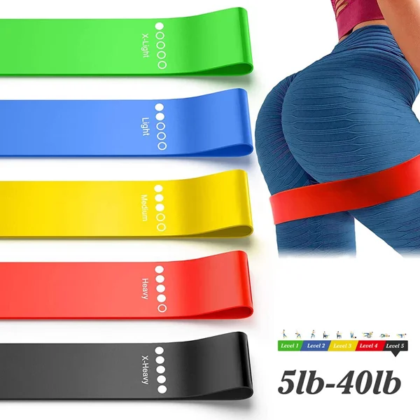 Set of 5 Resistance Exercise Loop Bands Fitness Yoga Resistance Band TPE Colorful (US Logistics only For USPS.TK/TMEU only For self-pickup) view 6