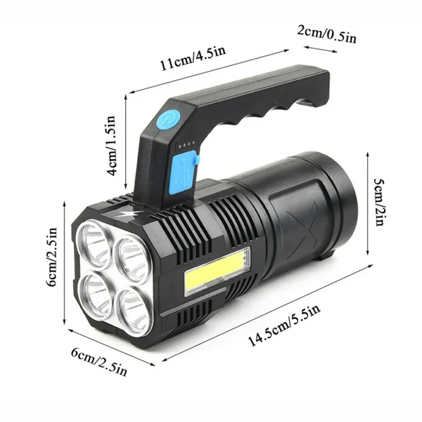 USB Rechargeable Handheld LED Flashlight Outdoor Spotlight Searchlight Work Light (US Logistics For USPS/DHL/Fedex/UPS. No designated logistics accepted,TK/TMEU only For self-pickup) view 2