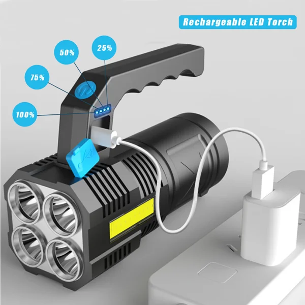 USB Rechargeable Handheld LED Flashlight Outdoor Spotlight Searchlight Work Light (US Logistics For USPS/DHL/Fedex/UPS. No designated logistics accepted,TK/TMEU only For self-pickup) view 4