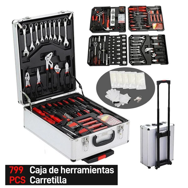 799pcs Aluminum Trolley Case Tool Set Silver view 4