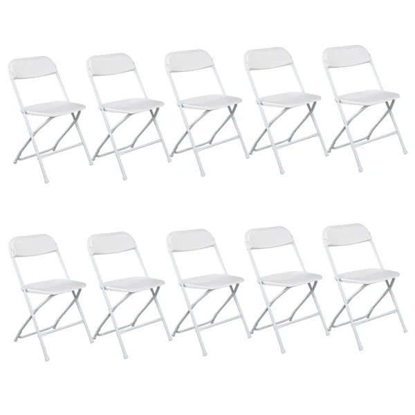 [Replace 10995986]10pcs Injection Molding Classic Garden Plastic Folding Chair White