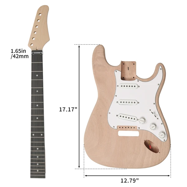 DIY 6 String ST Style Electric Guitar Kits with Mahogany Body, Maple Neck and Accessories view 2