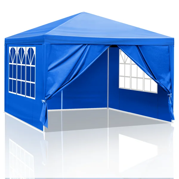 [Same Code:44225798]10'x10' Gazebo Waterproof Outdoor Canopy Patio Tent Party Tent for Wedding BBQ Cater, Blue