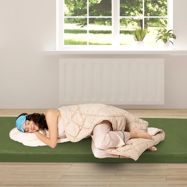75"D x 30"W x 2.5"H sleeping mat for camping green view 2