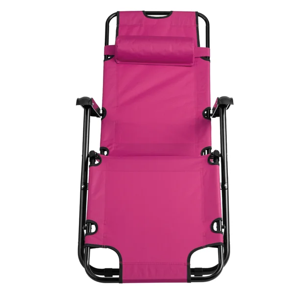 Portable Dual Purposes Extendable Folding Reclining Chair Pink view 5