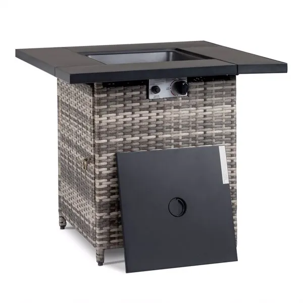 28-Inch Fire Table, 50000 BTU Gas Firepit with Volcanic Stone Black view 2