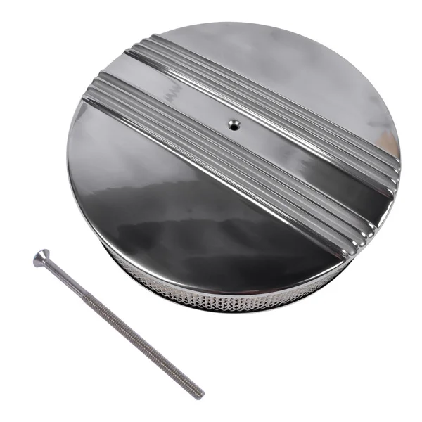14" x 3" Half Finned Aluminum Air Cleaner With Recessed Base and Paper Element Polished view 3