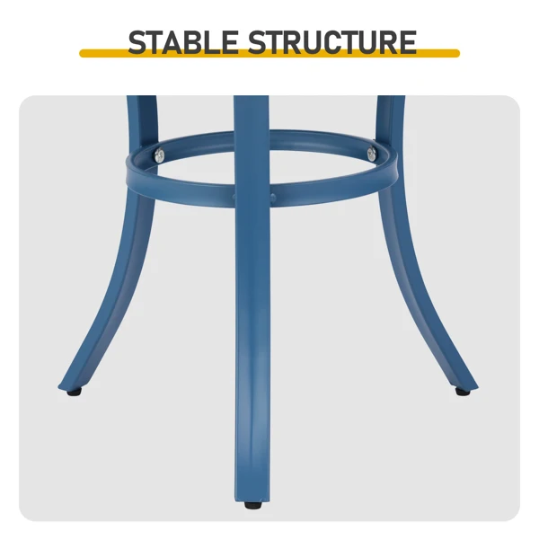 Outdoor Round Side Table, Small Metal Table Patio End Table Coffee Bistro Table for Indoor Outdoor, Navy Blue view 2