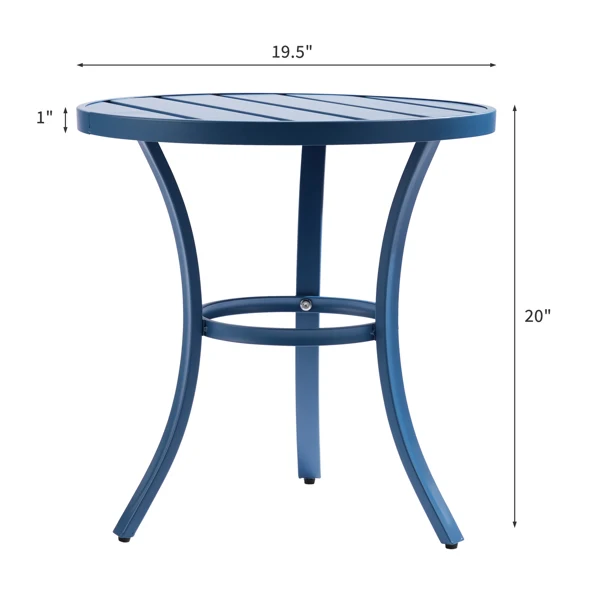 Outdoor Round Side Table, Small Metal Table Patio End Table Coffee Bistro Table for Indoor Outdoor, Navy Blue view 6