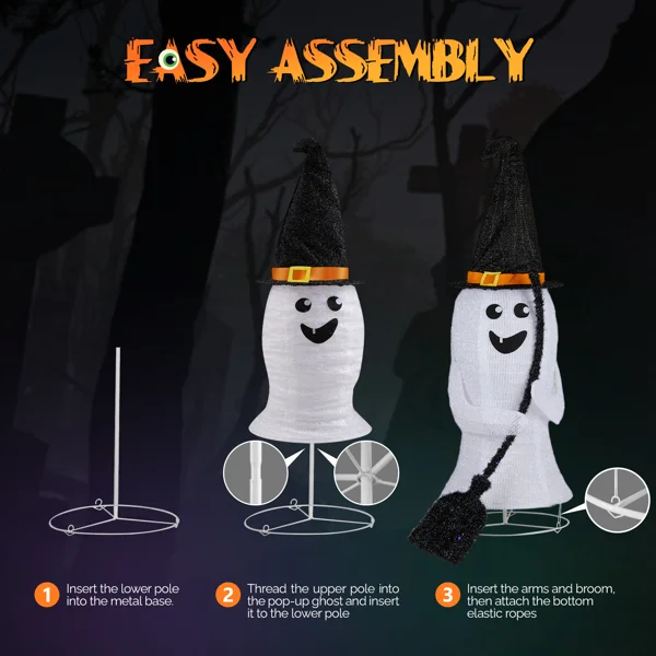 [Replace 94400163]4ft Ghost 100LED Lighted Outdoor Halloween Decorations view 2