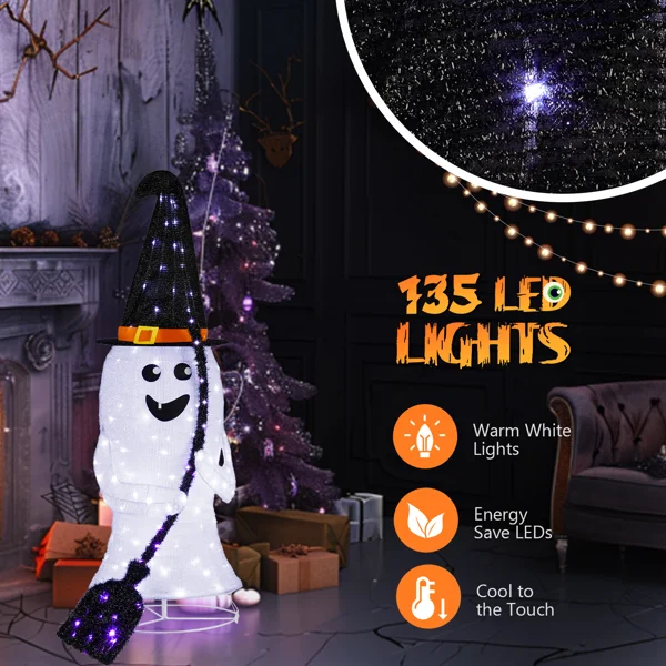 [Replace 94400163]4ft Ghost 100LED Lighted Outdoor Halloween Decorations view 4