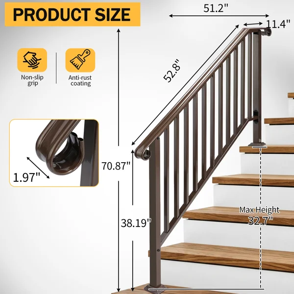 Outdoor 4 Level Iron Handrail Copper view 4