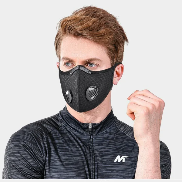 (2 Pack)Reusable Half Face Cover Mask w/ Filter Cycling Outdoor Sport Face Mask Black view 2