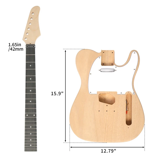 DIY 6 String TL Style Electric Guitar Kits with Mahogany Body, Maple Neck and Accessories view 2