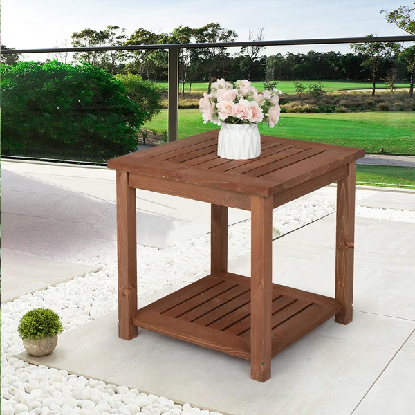Square Wood Side Table Carbonized Color view 2