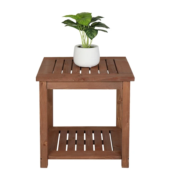 Square Wood Side Table Carbonized Color view 3