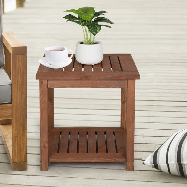 Square Wood Side Table Carbonized Color view 6