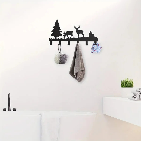 CIFbuy Exquisitely Designed Metal Elk Key Hooks: Wall-mounted, Multi-functional Hooks Ideal for Hanging Clothes, Bags, and Keys. Elevate Your Room's Aestheti view 4