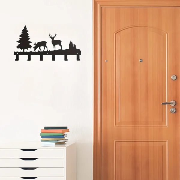 CIFbuy Exquisitely Designed Metal Elk Key Hooks: Wall-mounted, Multi-functional Hooks Ideal for Hanging Clothes, Bags, and Keys. Elevate Your Room's Aestheti view 5