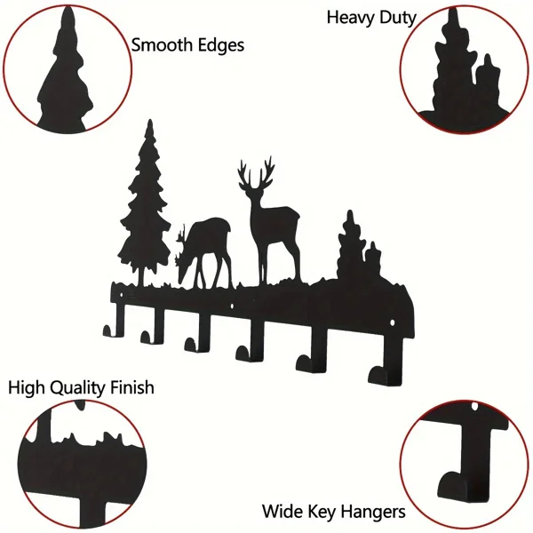 CIFbuy Exquisitely Designed Metal Elk Key Hooks: Wall-mounted, Multi-functional Hooks Ideal for Hanging Clothes, Bags, and Keys. Elevate Your Room's Aestheti view 6