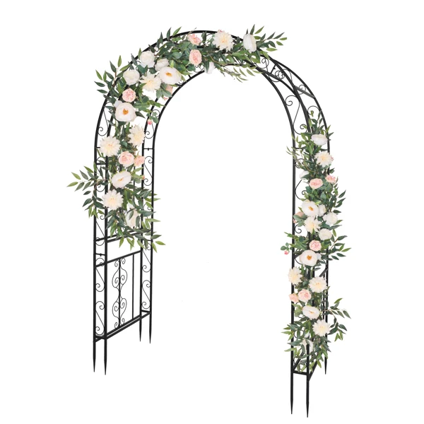134*59*213cm Double Layer Iron Art Arc Top Iron Arch Black view 2