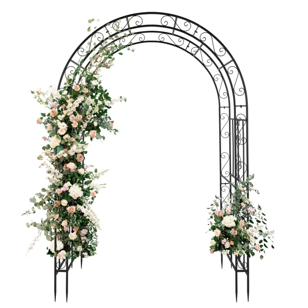 134*59*213cm Double Layer Iron Art Arc Top Iron Arch Black view 3