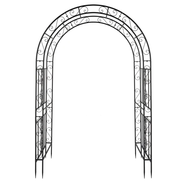 134*59*213cm Double Layer Iron Art Arc Top Iron Arch Black view 5