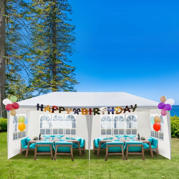 10'X20' Outdoor Party Tent with 4 Removable Sidewalls, Waterproof Canopy Patio Wedding Gazebo, White view 4