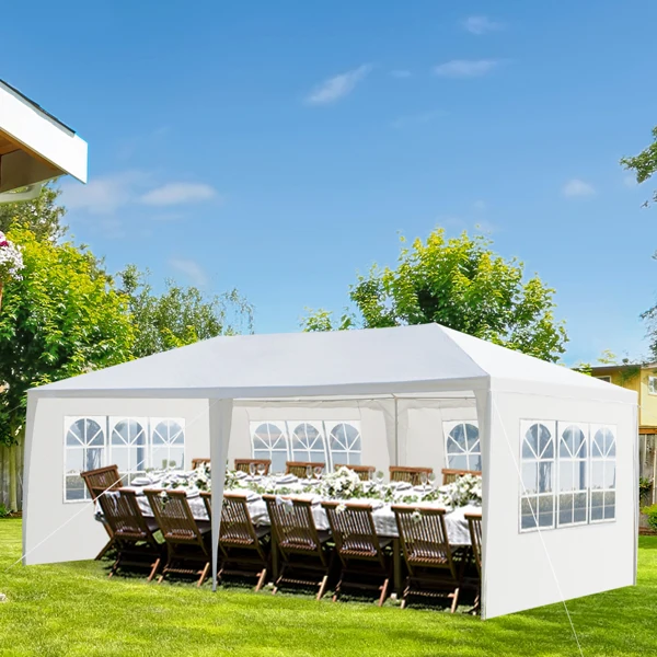 10'X20' Outdoor Party Tent with 4 Removable Sidewalls, Waterproof Canopy Patio Wedding Gazebo, White view 5