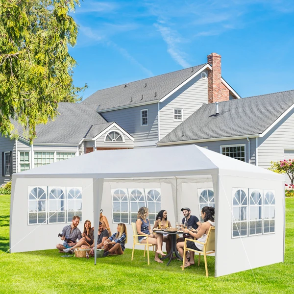 10'X20' Outdoor Party Tent with 4 Removable Sidewalls, Waterproof Canopy Patio Wedding Gazebo, White view 6