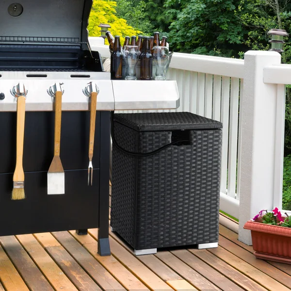 40*40*57cm Iron Frame Gas Bottle Storage Rattan Side Table Black Gradient view 6