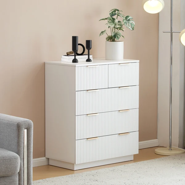 White P2 Particle Board and Density Board 724194cm Wavy Pattern Drawer Front Four-Level Five-Drawer Cabinet view 5