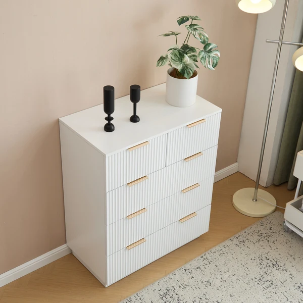 White P2 Particle Board and Density Board 724194cm Wavy Pattern Drawer Front Four-Level Five-Drawer Cabinet view 6