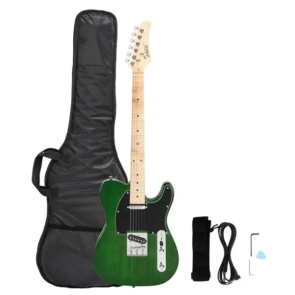 [Do Not Sell on Amazon] GTL Maple Fingerboard Electric Guitar (Green) Bag Strap Paddle Cable Wrench Tool