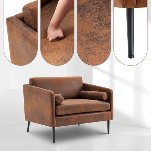 97*71*74cm 1.5 Seats Hot Stamping Cloth Surrounding Chair With Pillow Indoor Circle Chair Dark Brown view 5
