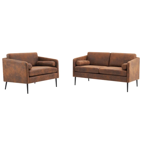97*71*74cm 1.5 Seats Hot Stamping Cloth Surrounding Chair With Pillow Indoor Circle Chair Dark Brown view 6